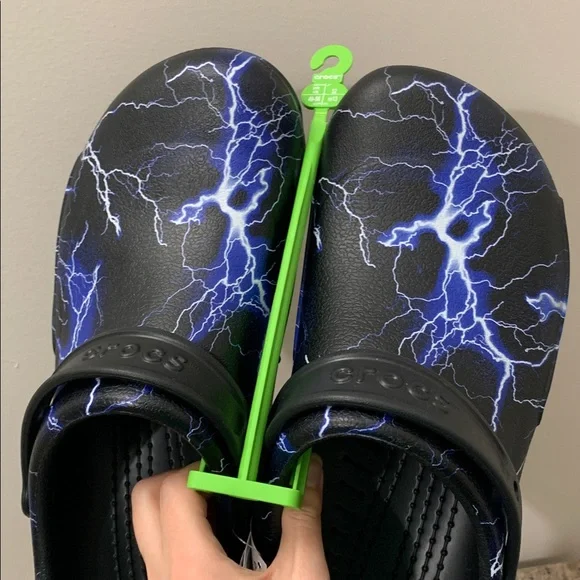 Electric / Lightening Blue and Black Crocs